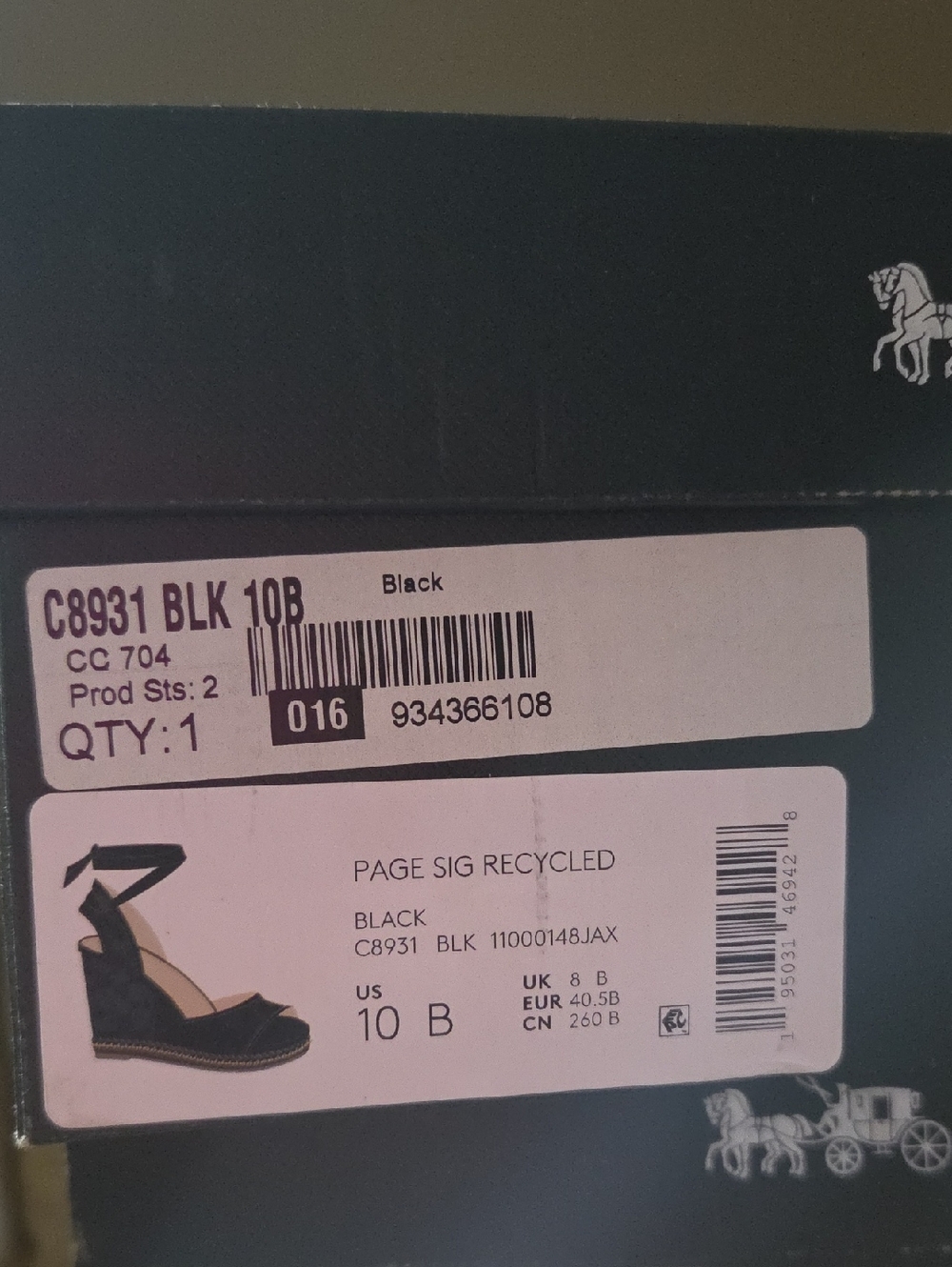 Coach Page Signature Black Logo Espadrille Wedge Sandals with Tie-Strap - Picture 2 of 7
